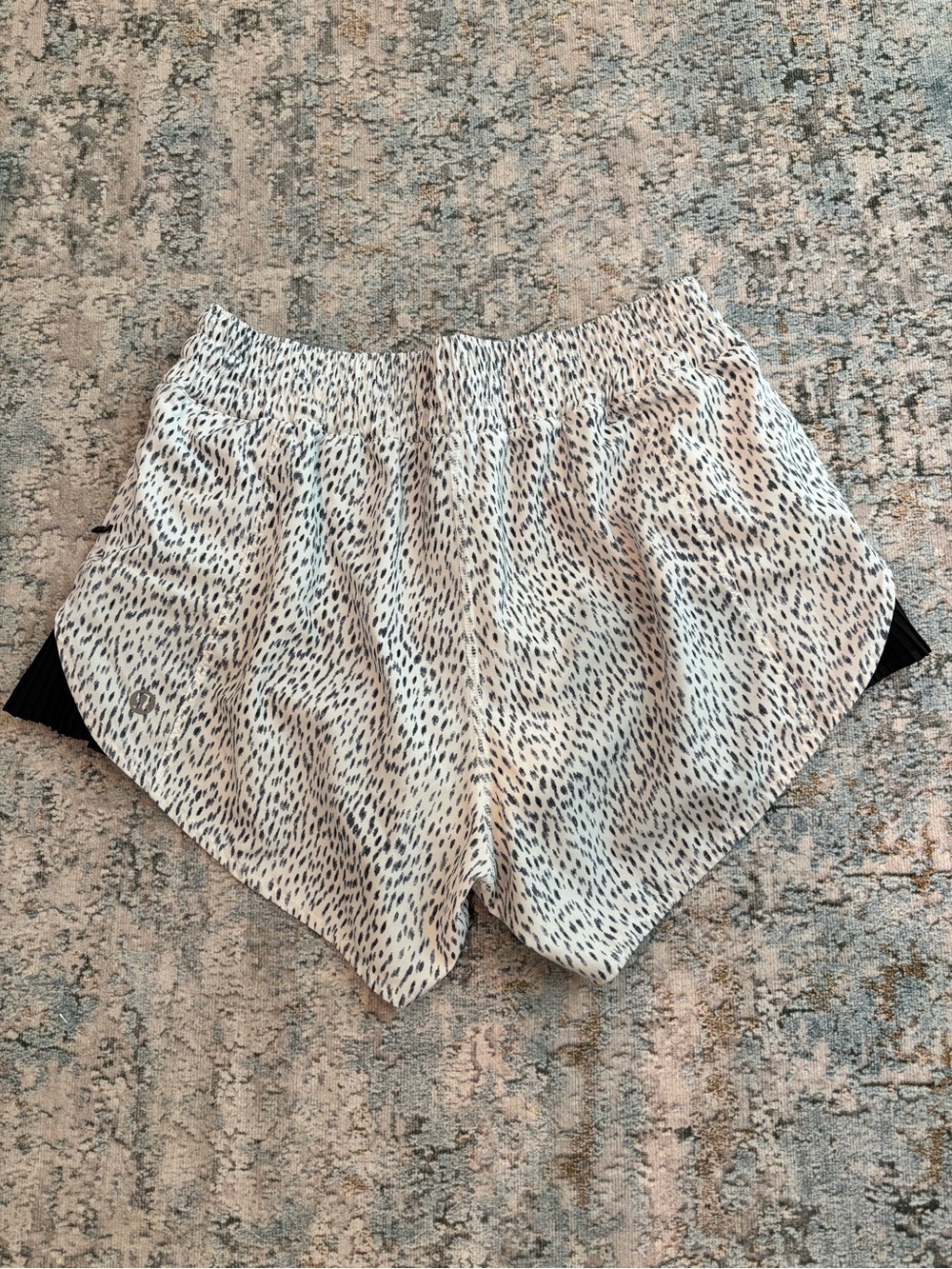 lululemon athletica white & Black Speckled Athletic Shorts